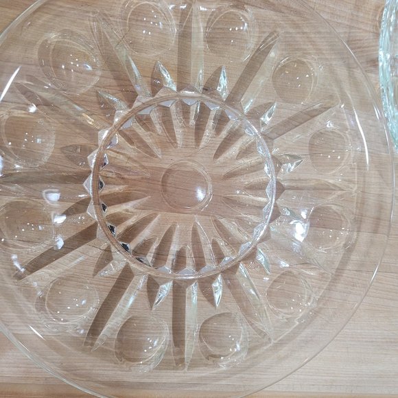 Two Vintage Clear Pressed Glass 10" Serving Plates - Picture 2 of 12